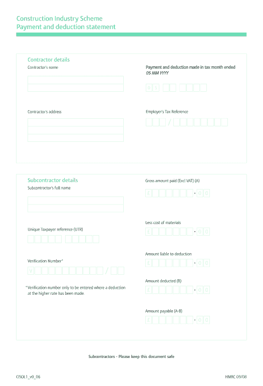 Automate cis payment and deduction statement