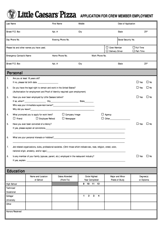 Little Caesars Application Print easily airSlate