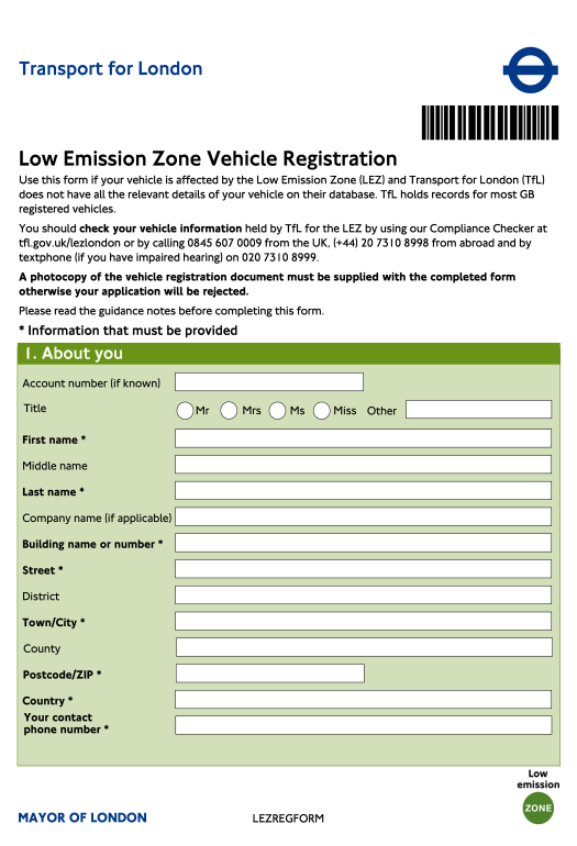 Archive Low Emission Zone Vehicle Registration Form NetSuite airSlate