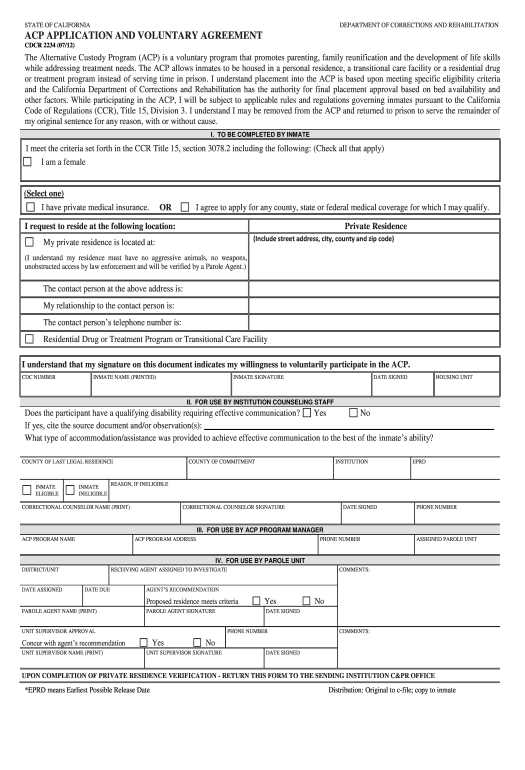 Automate cdcr form 2234