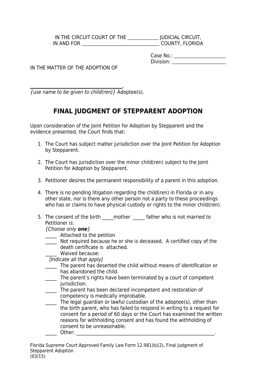 Manage florida final judgment Pre-fill Document Bot