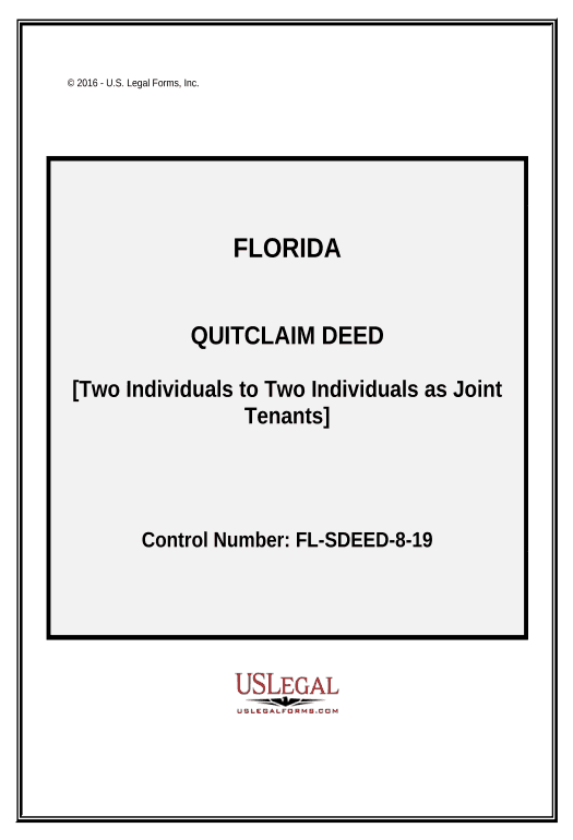 Update Quitclaim Deed from two Individuals to Two Individuals as Joint Tenants - Florida Pre-fill from CSV File Bot