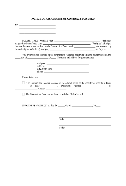 Update Notice of Assignment of Contract for Deed - Iowa Audit Trail Bot