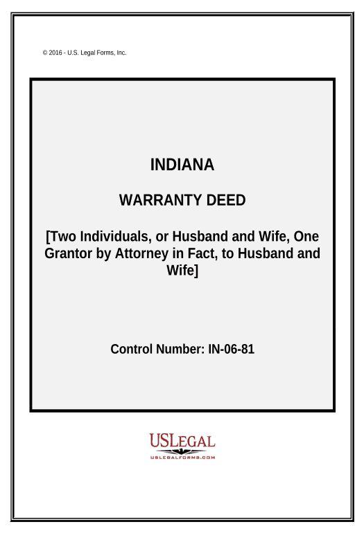 Automate Warranty Deed - Two Individuals, or Husband and Wife, as Grantors, One Grantor acting through an attorney in fact, to Two Individuals or Husband and Wife as Grantees. - Indiana Webhook Bot