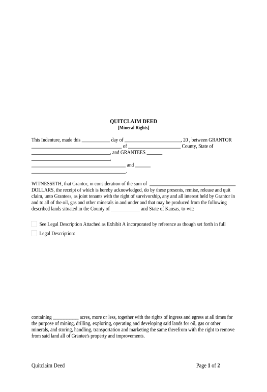 Integrate Quitclaim Deed Mineral Rights From Individual To Three Individuals Transfer 6901