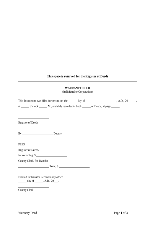 Manage Warranty Deed from Individual to Corporation - Kansas Pre-fill Document Bot
