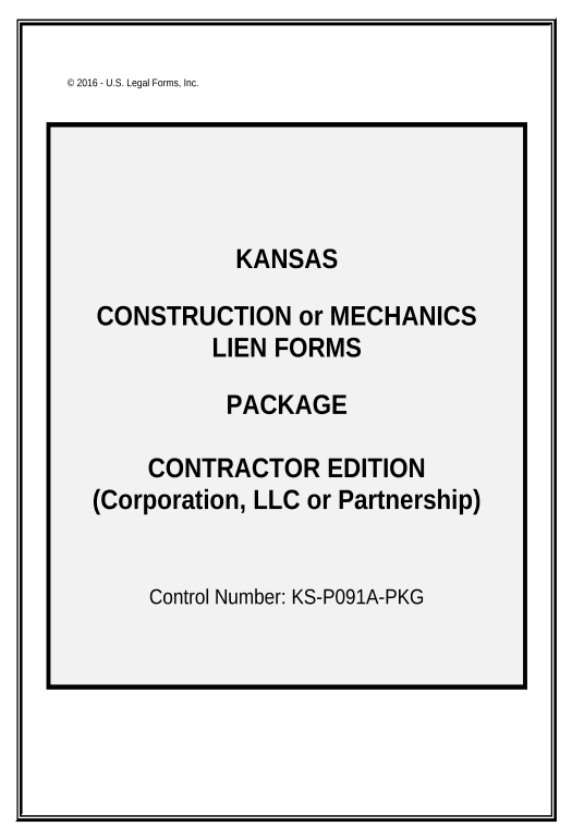Update Kansas Construction or Mechanics Lien Package - Corporation or LLC - Kansas Create QuickBooks invoice Bot