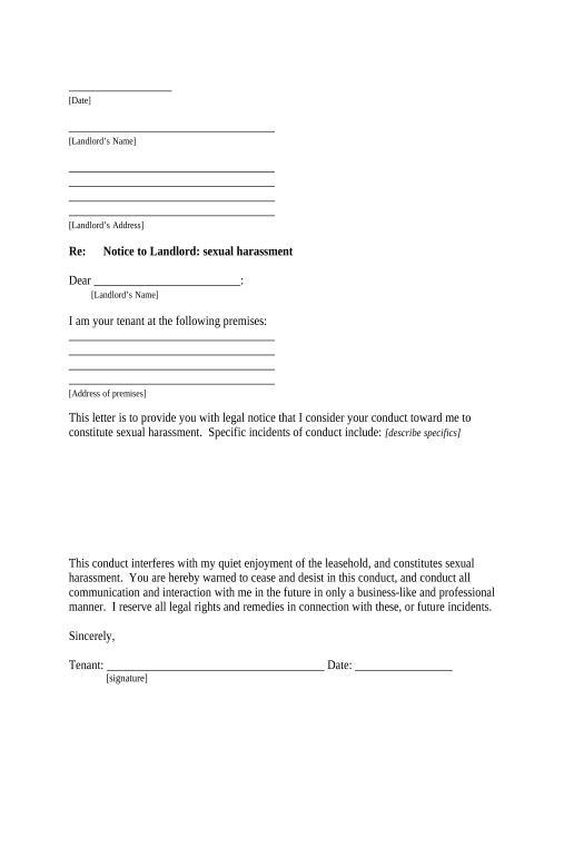 Automate Letter from Tenant to Landlord about Sexual Harassment - Kentucky Pre-fill from Google Sheet Dropdown Options Bot