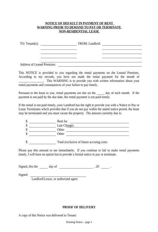 Archive Notice Of Default In Payment Of Rent As Warning Prior To Demand ...