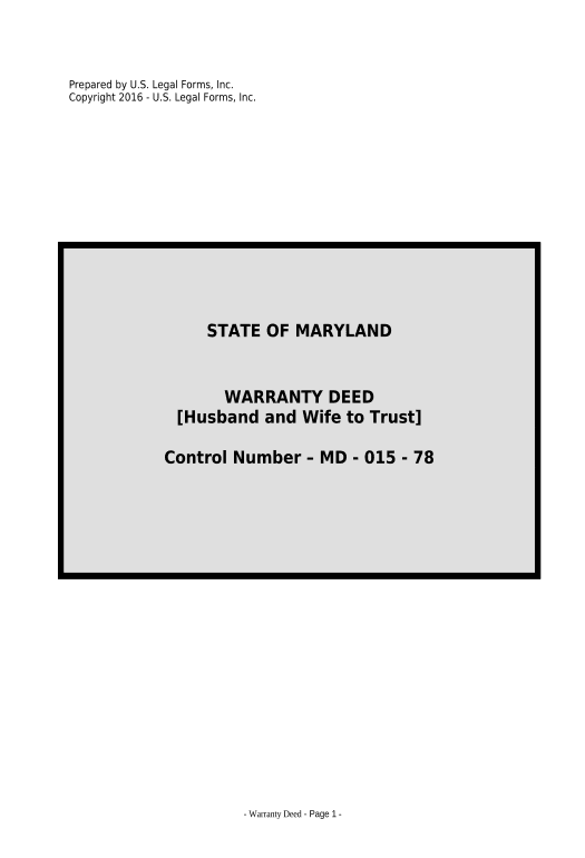 Arrange Warranty Deed from Husband and Wife to a Trust - Maryland Create Salesforce Record Bot