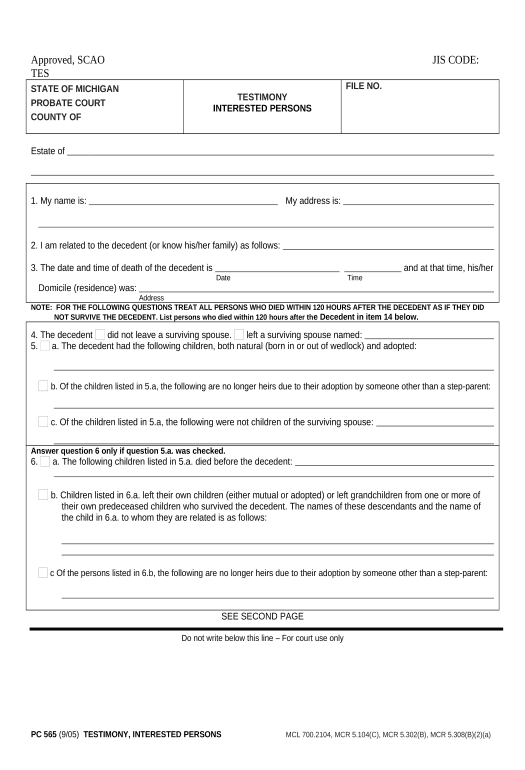 Automate Testimony To IDentify Heirs - Michigan Pre-fill From MySQL ...