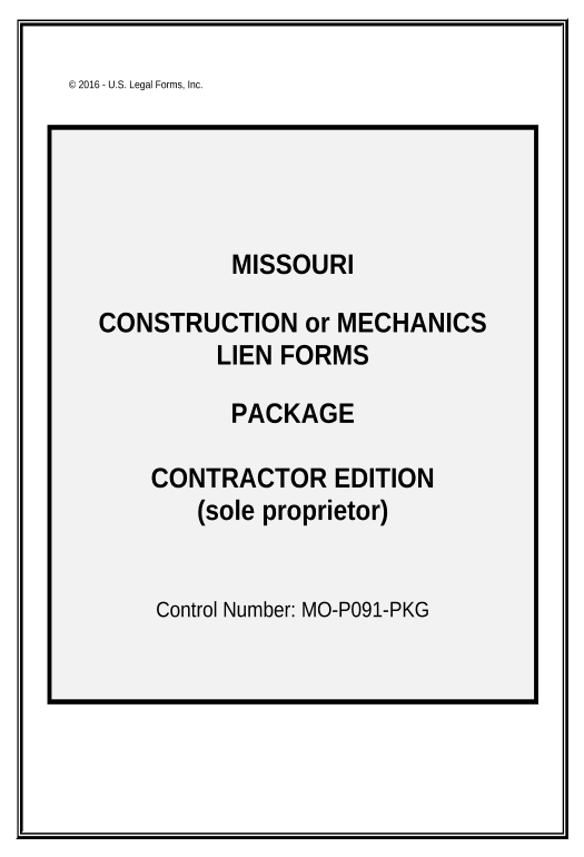 Incorporate Missouri Construction or Mechanics Lien Package - Individual - Missouri Microsoft Dynamics