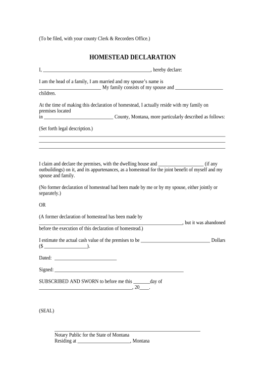 Integrate Head Of Household Homestead Declaration Montana Pre Fill   Medium 