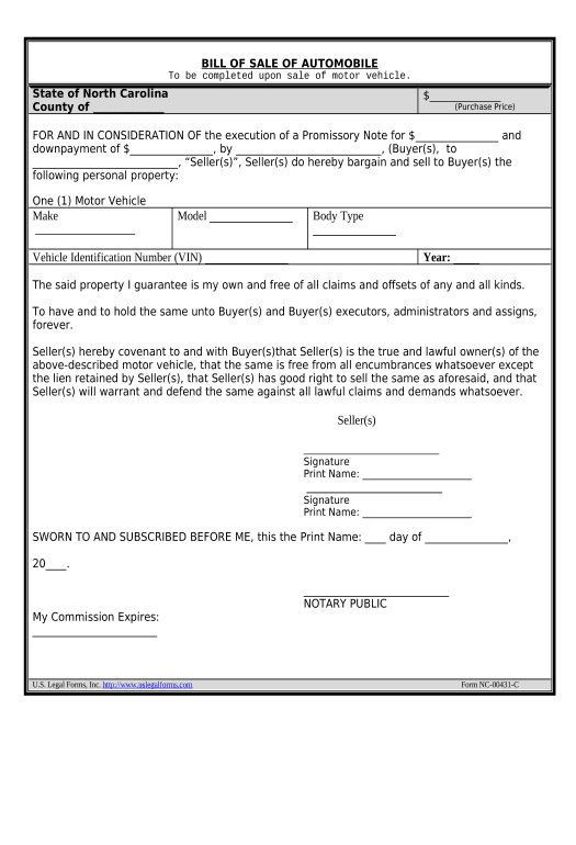 Update Bill Of Sale For Automobile Or Vehicle Including Odometer