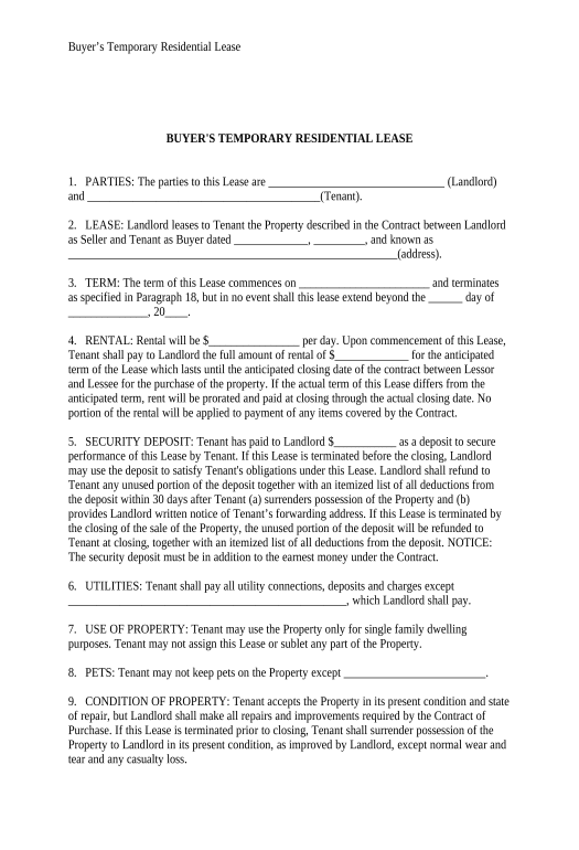 Extract Temporary Lease Agreement to Prospective Buyer of Residence prior to Closing - New York Salesforce