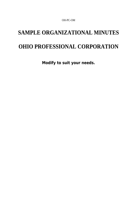Pre-fill Organizational Minutes for an Ohio Professional Corporation aka Professional Association - Ohio Update NetSuite Records Bot