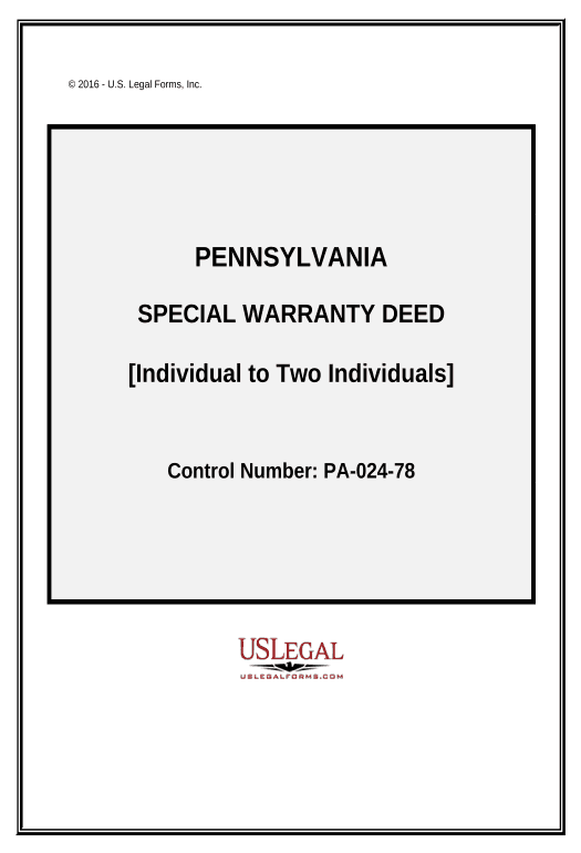 Archive Special Warranty Deed - Individual to Two Individuals - Pennsylvania Pre-fill from CSV File Dropdown Options Bot