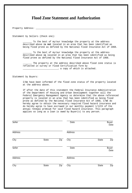 Archive Flood Zone Statement And Authorization - South Carolina ...