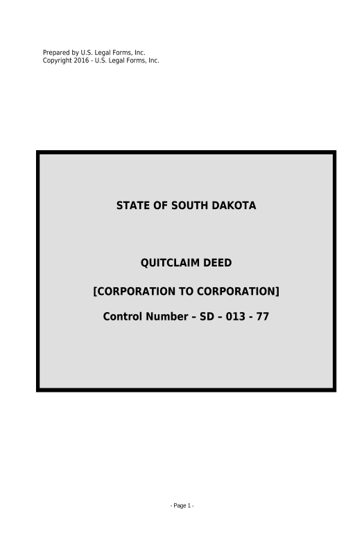 Pre-fill Quitclaim Deed from Corporation to Corporation - South Dakota Pre-fill from Salesforce Records with SOQL Bot