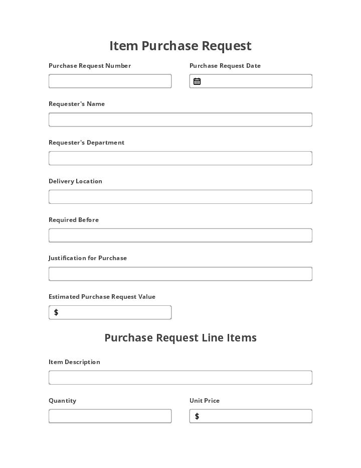 Item Purchase Request Flow for Idaho
