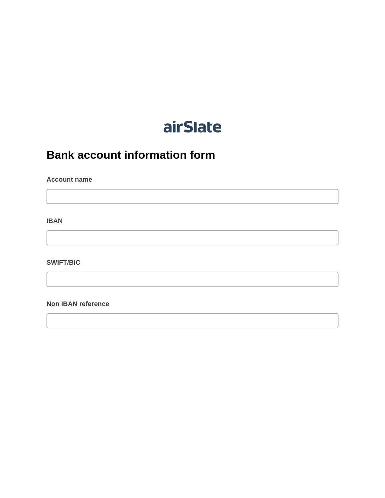Bank account information form Pre-fill from MySQL Dropdown Options Bot, Update MS Dynamics 365 Record Bot, Export to NetSuite Record Bot