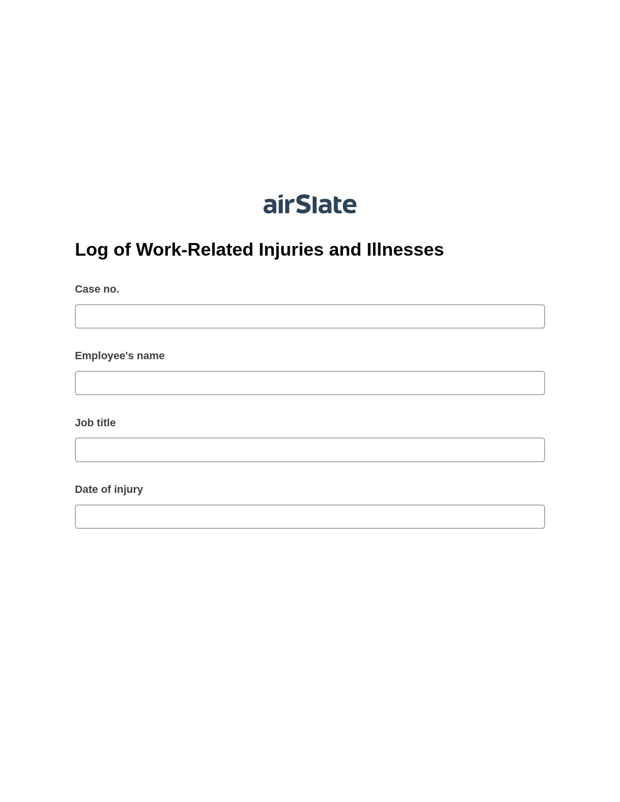 Log of Work-Related Injuries and Illnesses Pre-fill from Excel Spreadsheet Dropdown Options Bot, Invoke Salesforce Process Bot, Export to Salesforce Bot