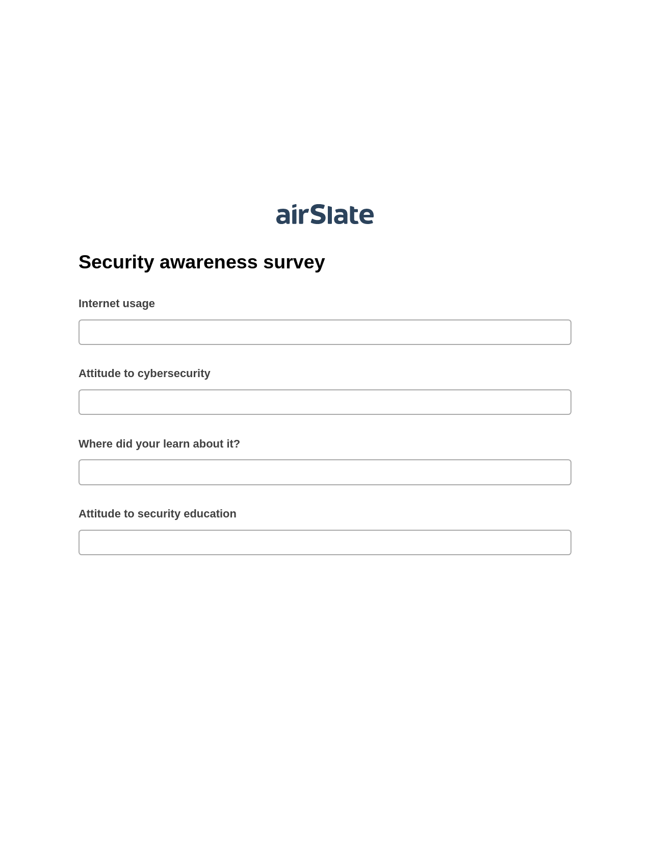 Multirole Security awareness survey Pre-fill from Excel Spreadsheet Dropdown Options Bot, Send a Slate to Salesforce Contact Bot, Slack Notification Postfinish Bot