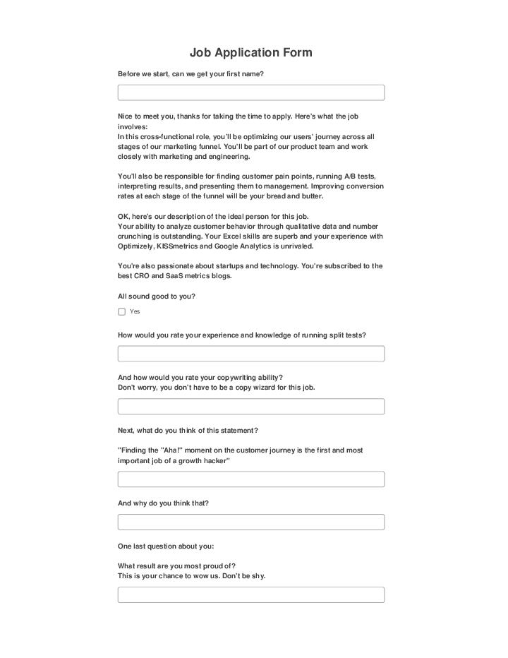 Job Application Form Template Flow for Sterling Heights