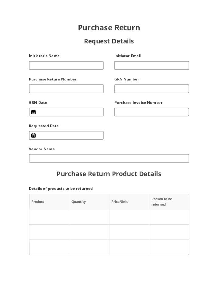 Use MYFUNDBOX Bot for Automating purchase return Template
