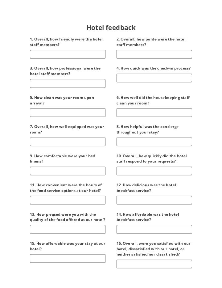 Hotel feedback survey Flow for Murrieta