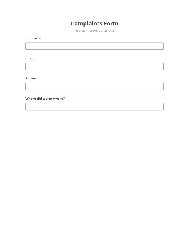 Complaints Form Flow for Modesto