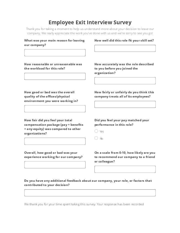 Employee Exit Interview Survey Flow for Sunnyvale