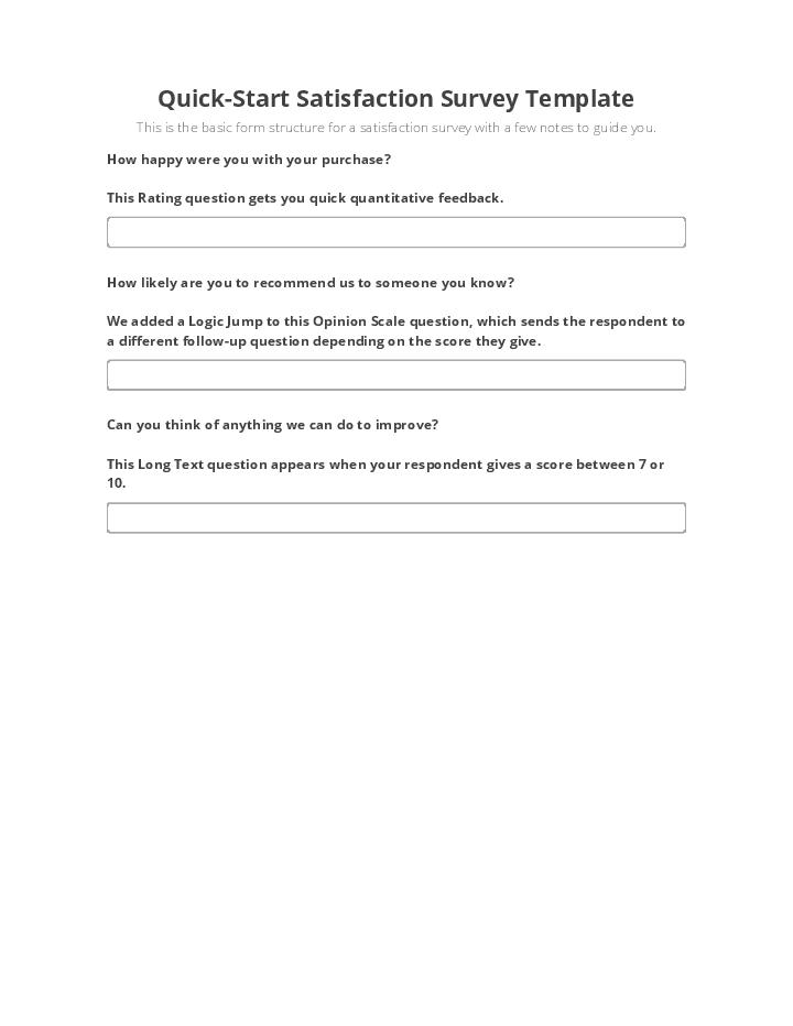 Quick-Start Satisfaction Survey Template Flow for Plano