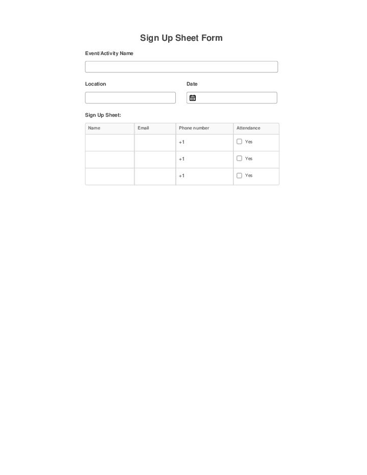 Sign Up Sheet Template Flow for California