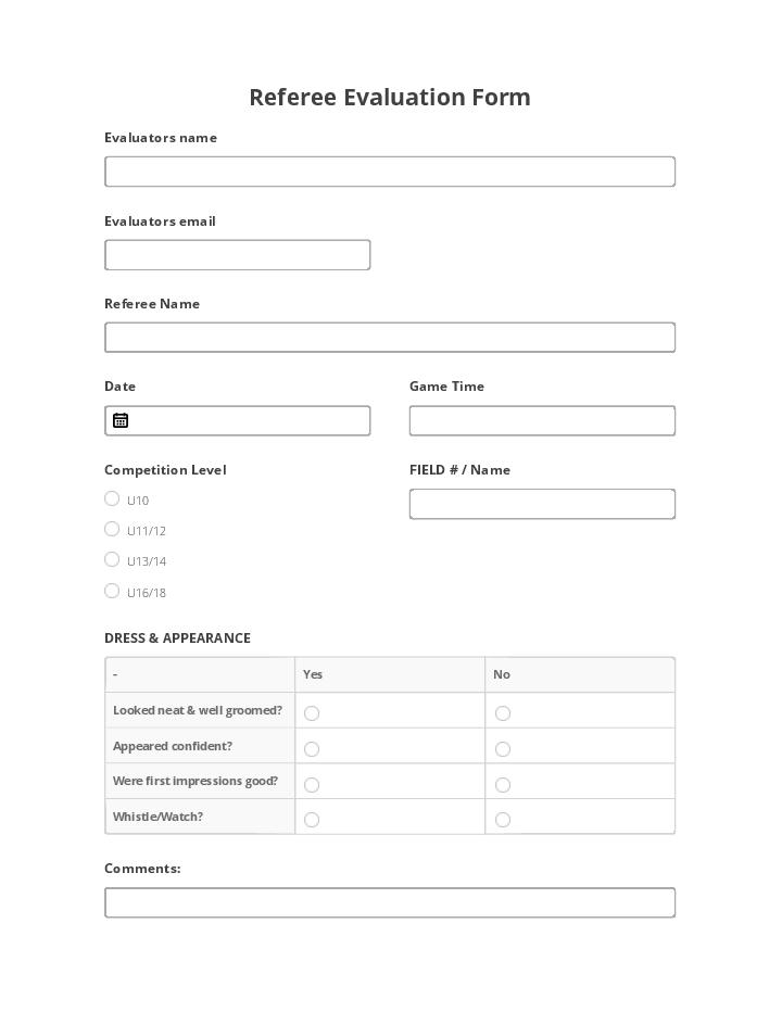 Referee Evaluation Form         Flow for Vista
