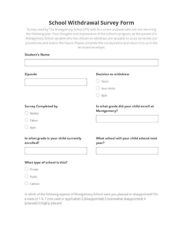 School Withdrawal Survey Form 
