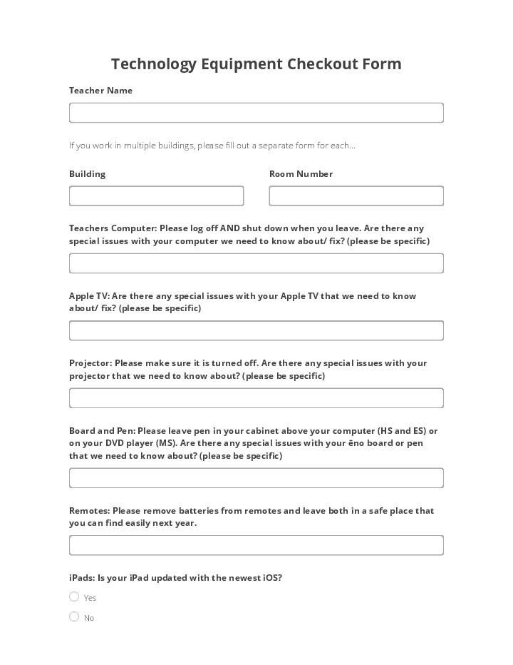Technology Equipment Checkout Form Flow for Tennessee