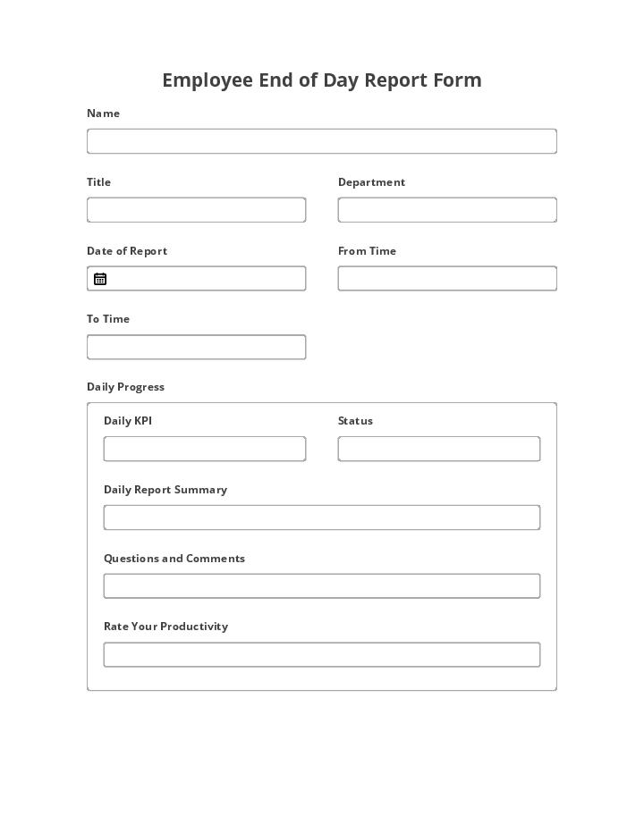 Employee End of Day Report Form Flow for Tennessee