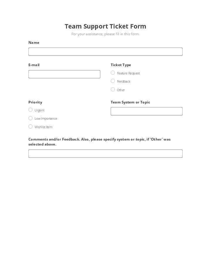 Team Support Ticket Form 