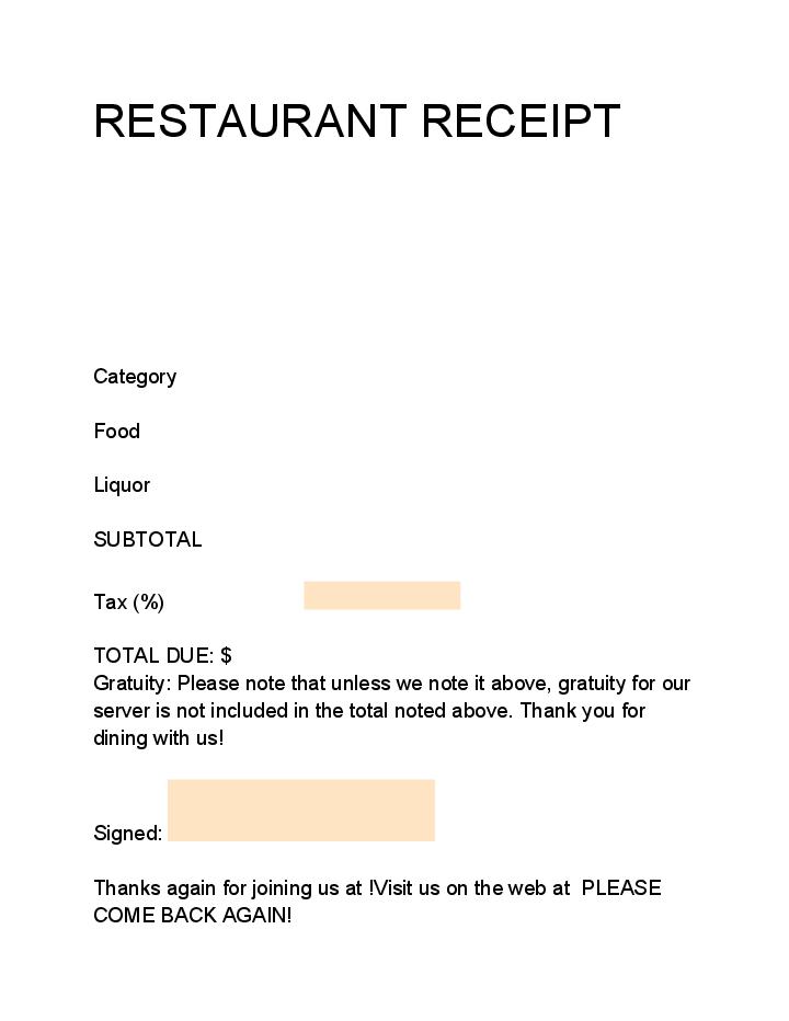 Restaurant Receipt Flow for Kentucky