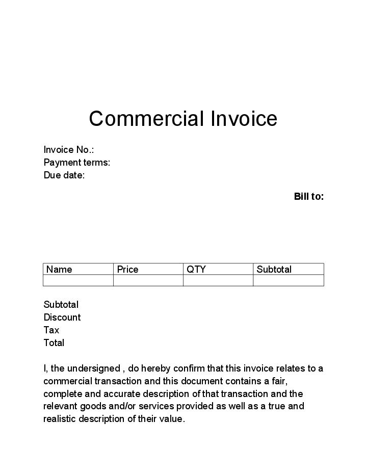 Commercial Invoice Flow for Concord