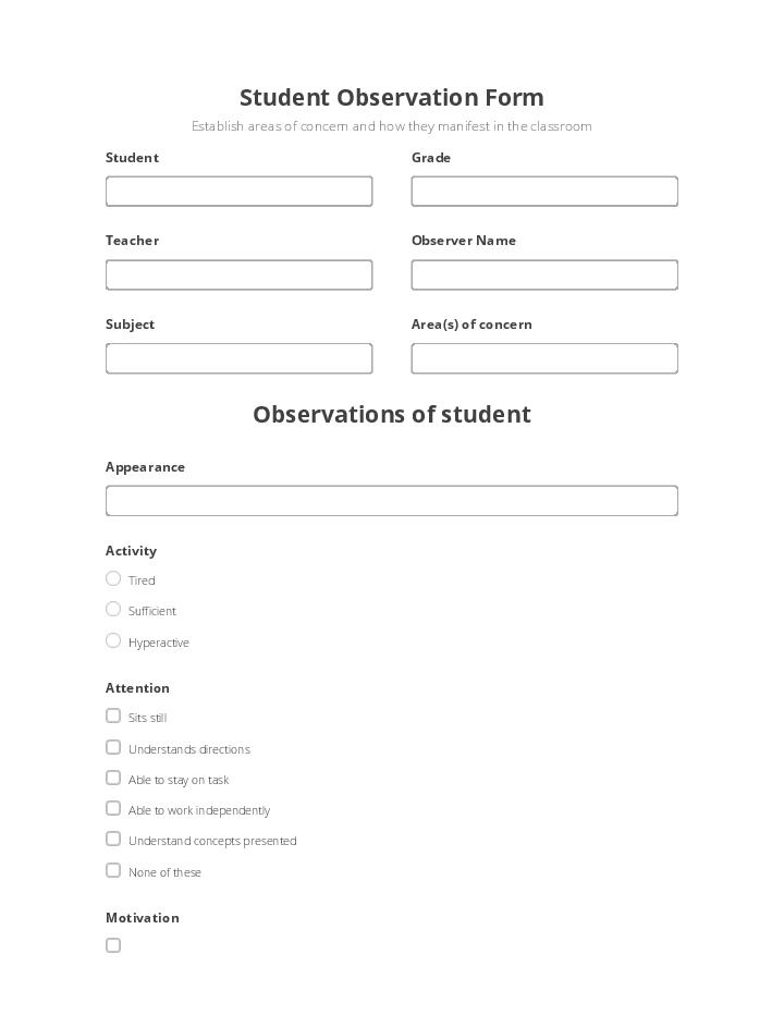 Automate student observation Template using Rollbar Bot