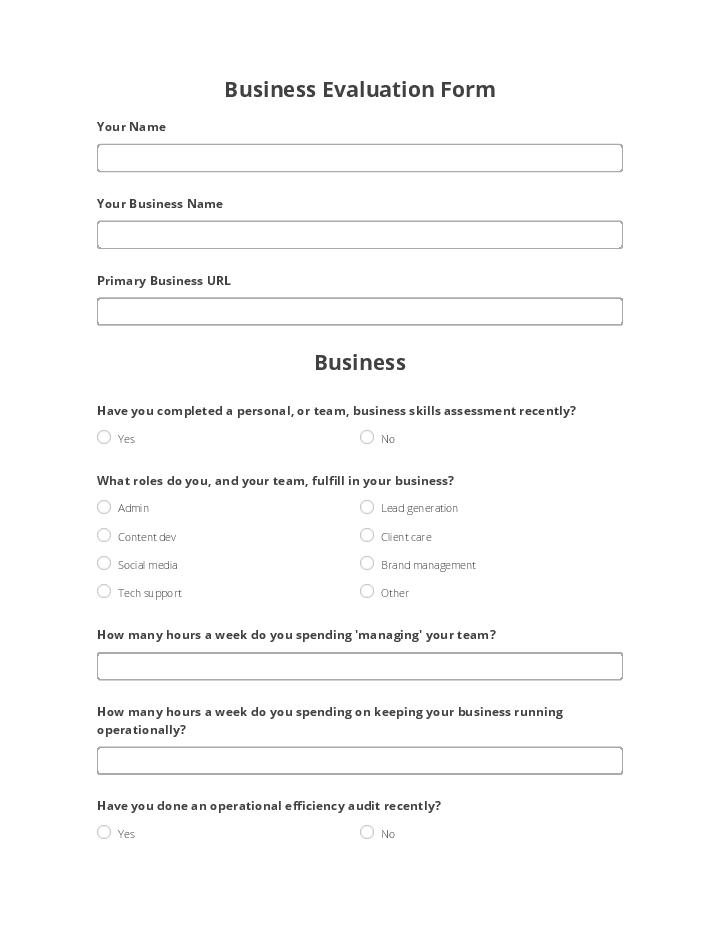 Business Evaluation Flow Template for Elk Grove