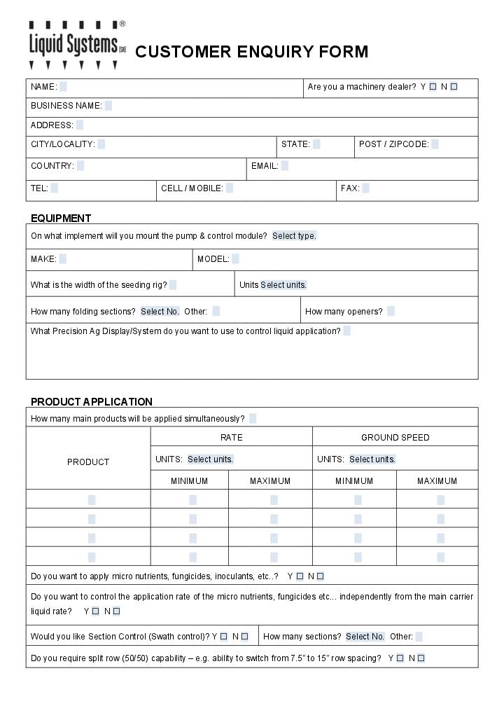 Customer enquiry form word Flow Template for Missouri
