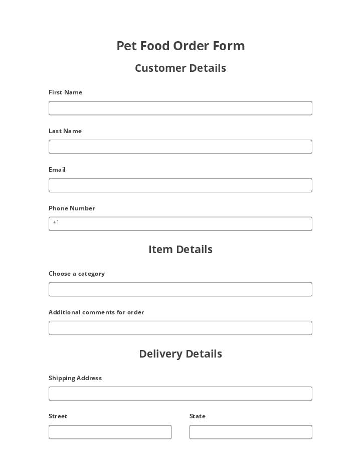 Pet Food Order Flow Template for Thornton
