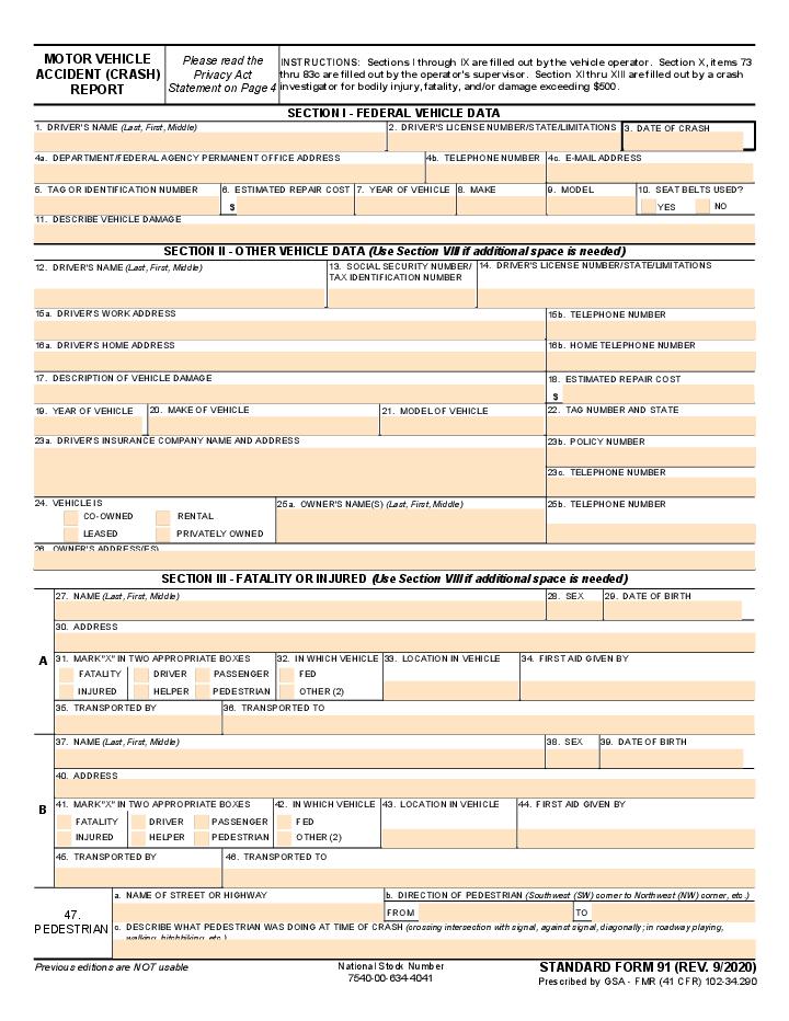 Motor Vehicle Accident (Crash) Report Flow Template for Chico
