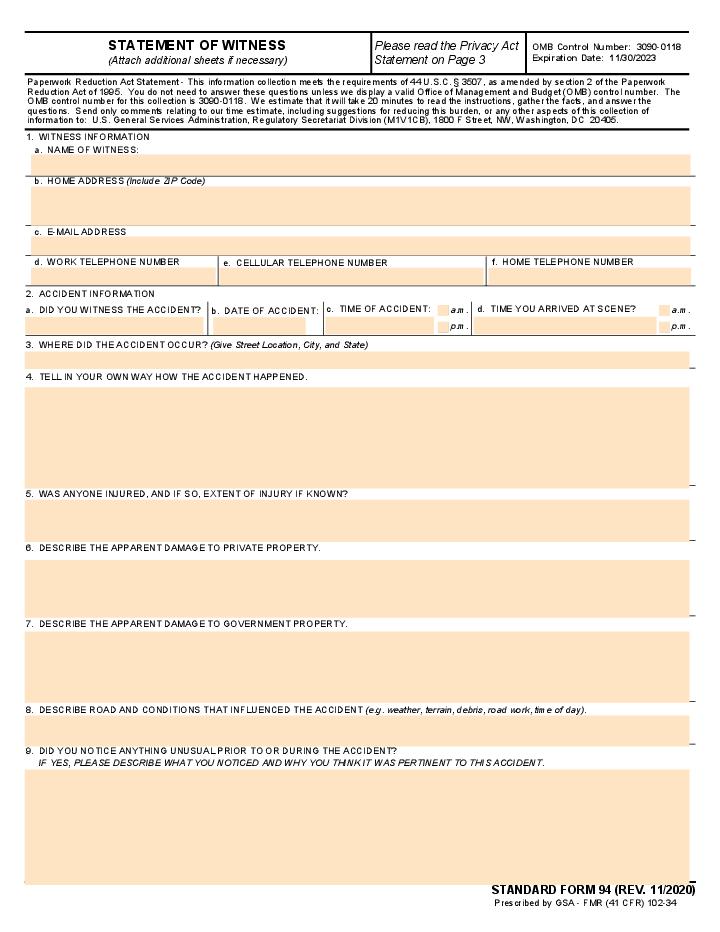 Statement of Witness Flow Template for Idaho