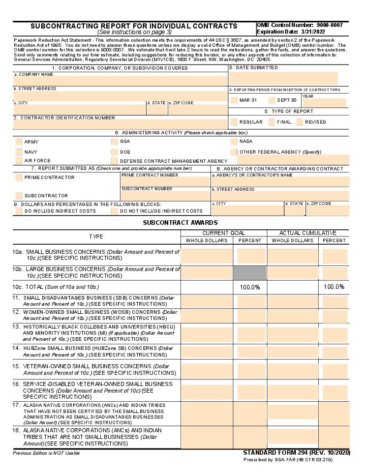 Subcontracting Report for Individual Contracts Flow Template for Palm Bay