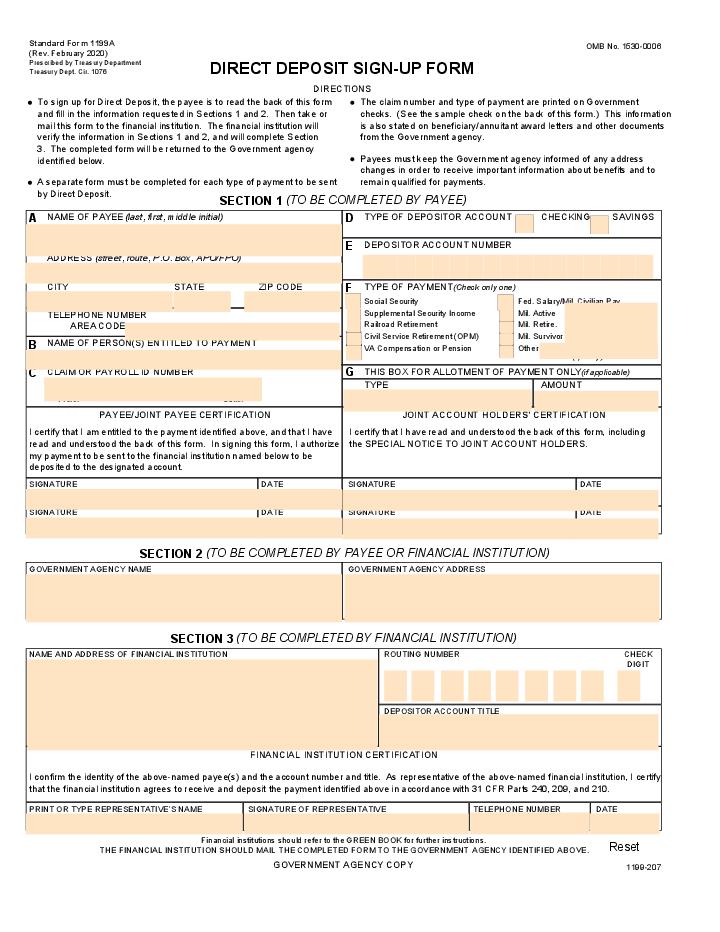 Direct Deposit Sign-Up Form Flow Template for Long Beach