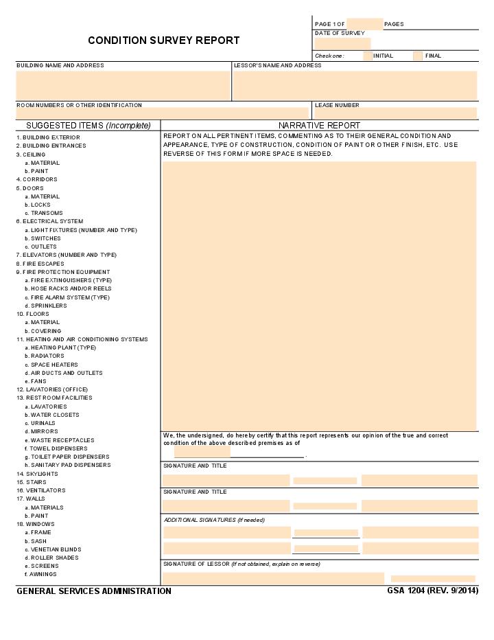 Condition Survey Report Flow Template for Palmdale